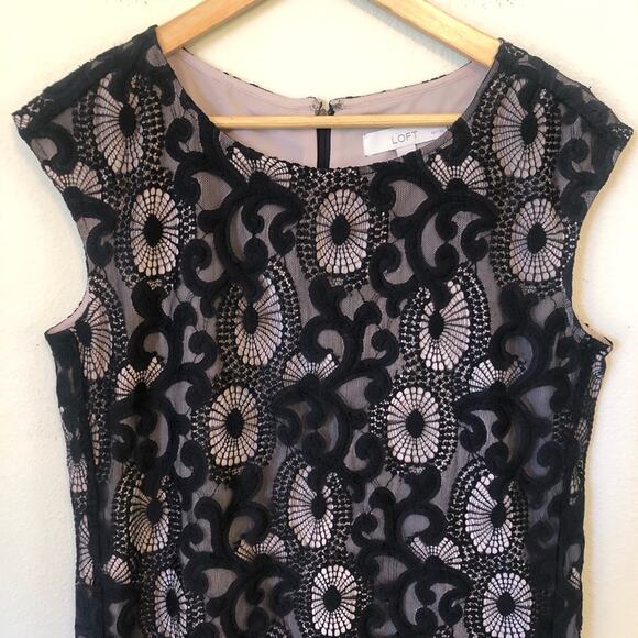 Loft Black Lace Sheath Dress Womens 6 Coquette Floral Cocktail Whimsigoth Mini - Picture 4 of 6
